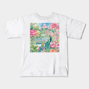 Preppy colors mystical chinoiserie garden Kids T-Shirt